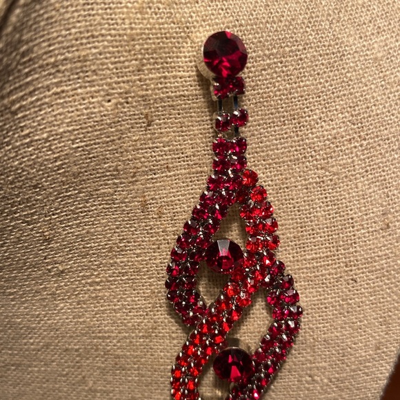 Gorgeous Two Tone Red Drop Post Earrings. - Picture 3 of 7